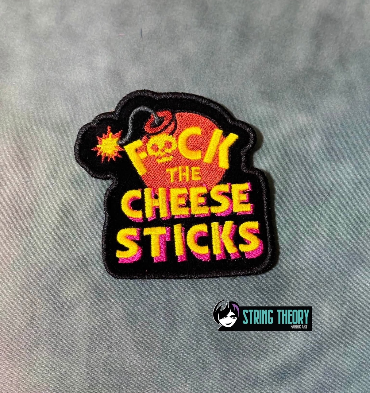 DCC – Fuck the Cheese Sticks fob patch ITH machine embroidery design