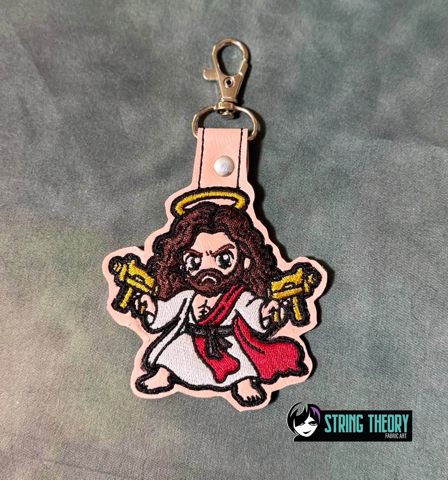 DCC Chibi Uzi Jesus fob patch ITH machine embroidery design
