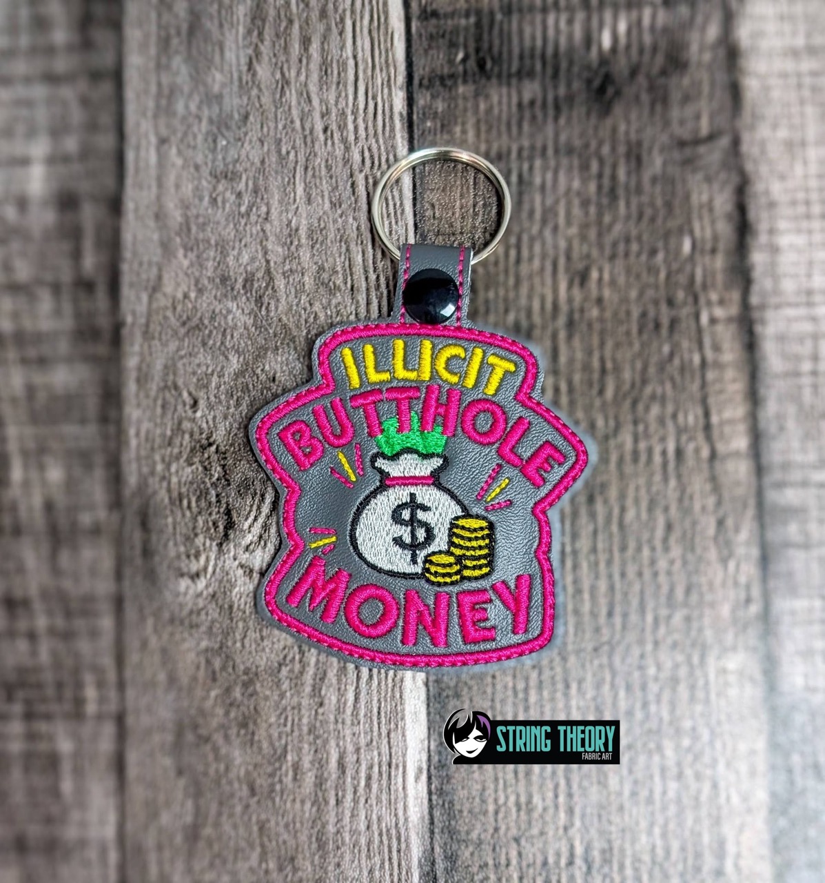DCC – Illicit Butthole Money fob patch ITH machine embroidery design