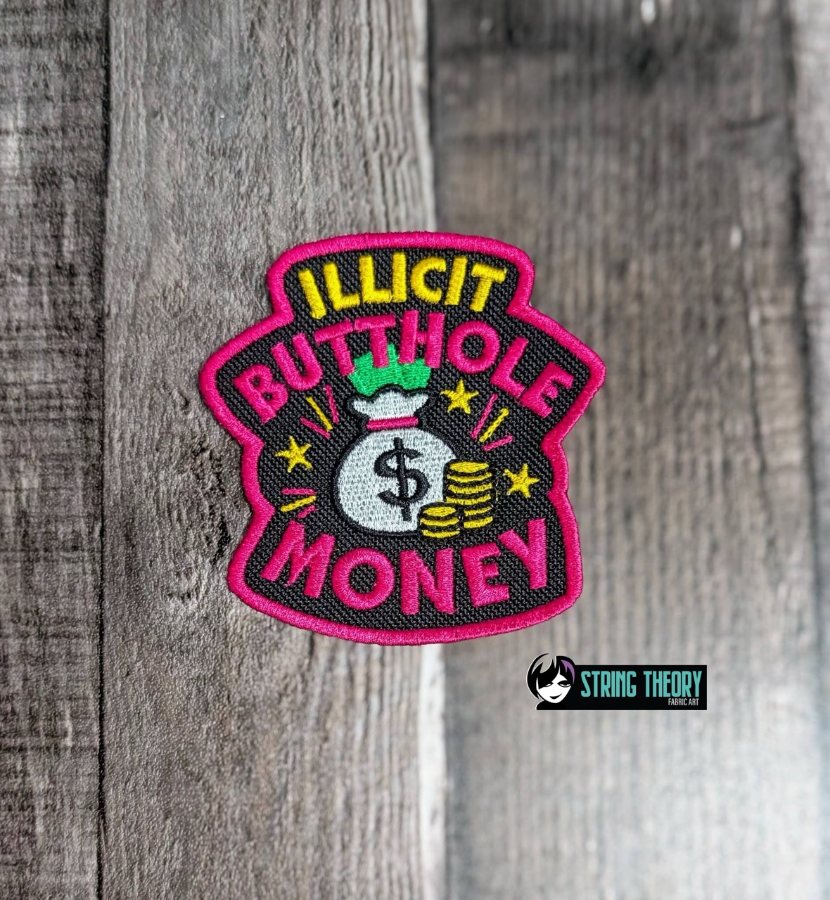 DCC – Illicit Butthole Money fob patch ITH machine embroidery design