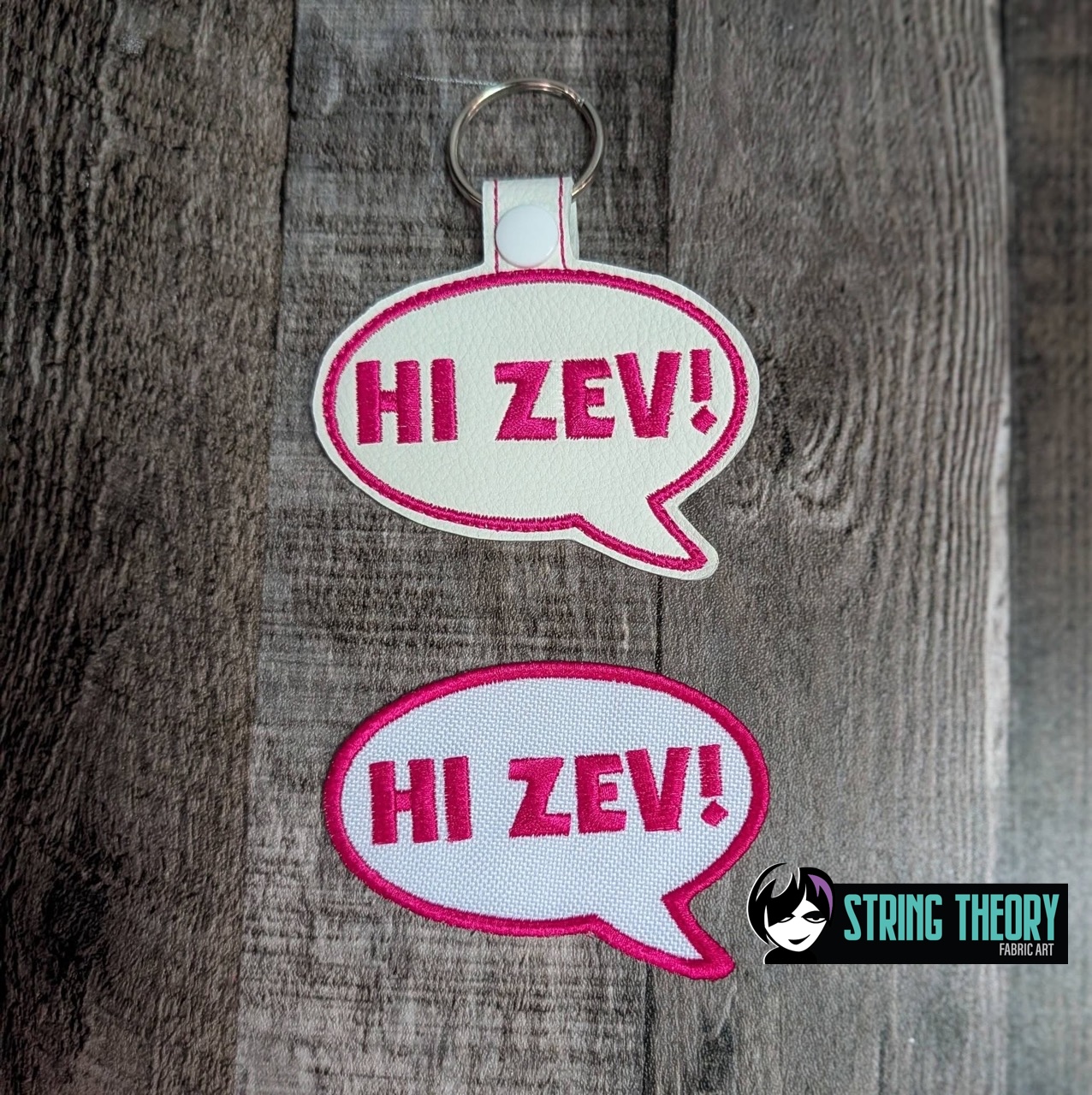 DCC – Hi Zev! fob patch ITH machine embroidery design