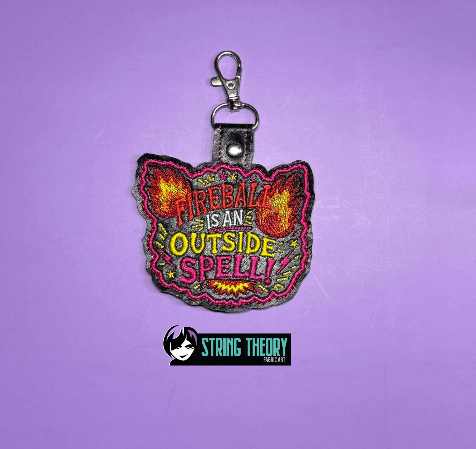 DCC – Fireball is an outside spell fob patch ITH machine embroidery design