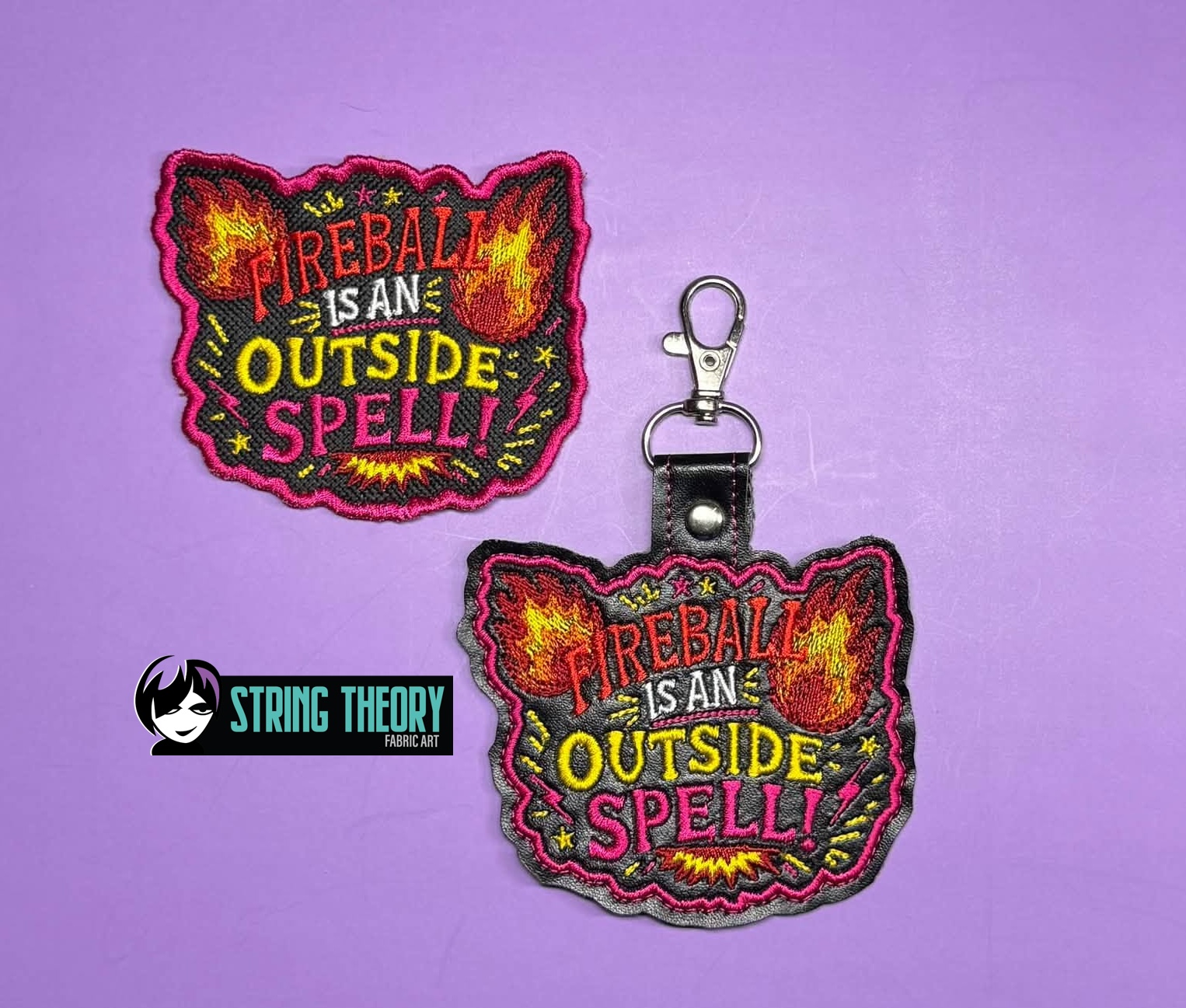 DCC – Fireball is an outside spell fob patch ITH machine embroidery design