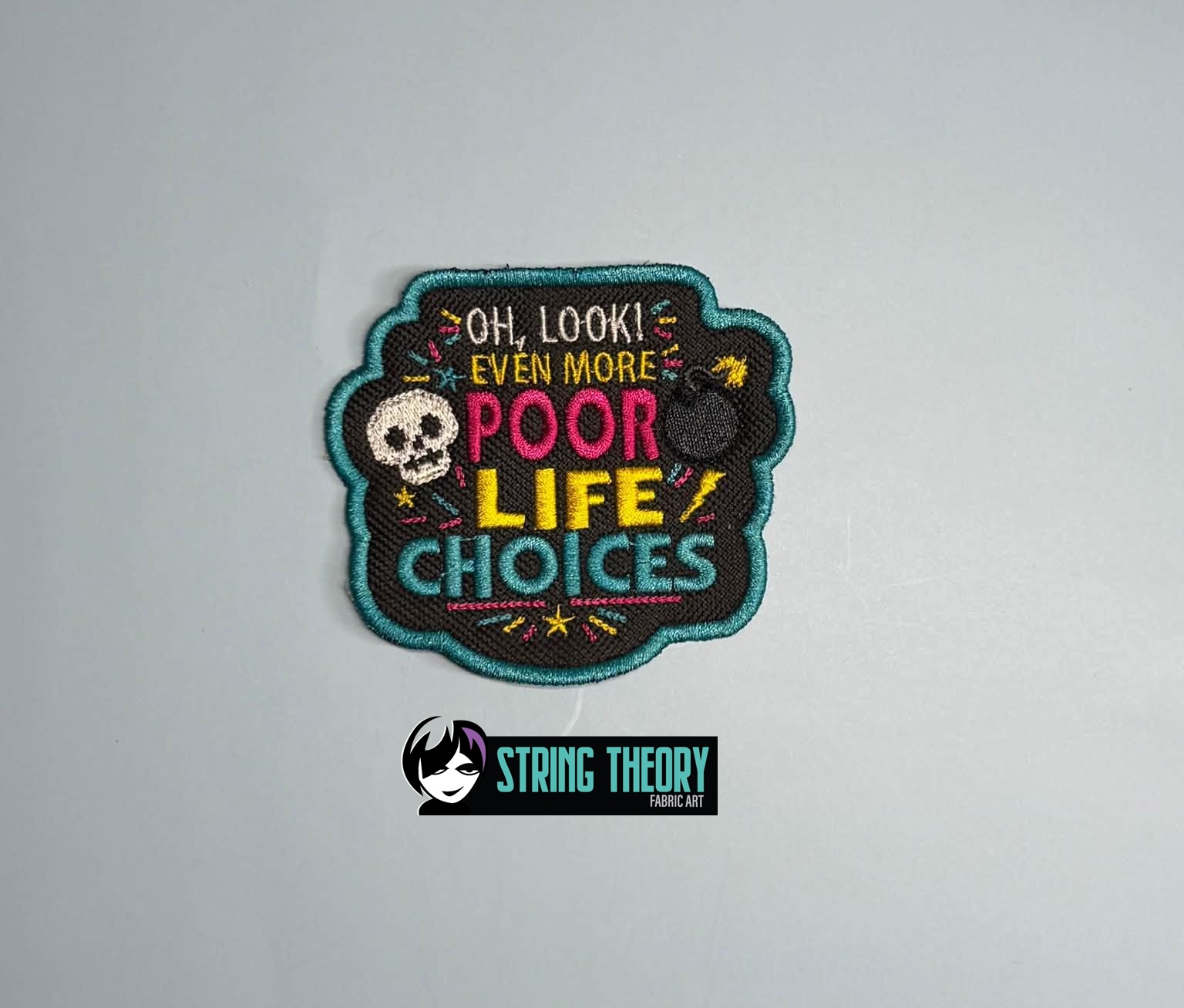 DCC – Poor Life Choices fob patch ITH machine embroidery design