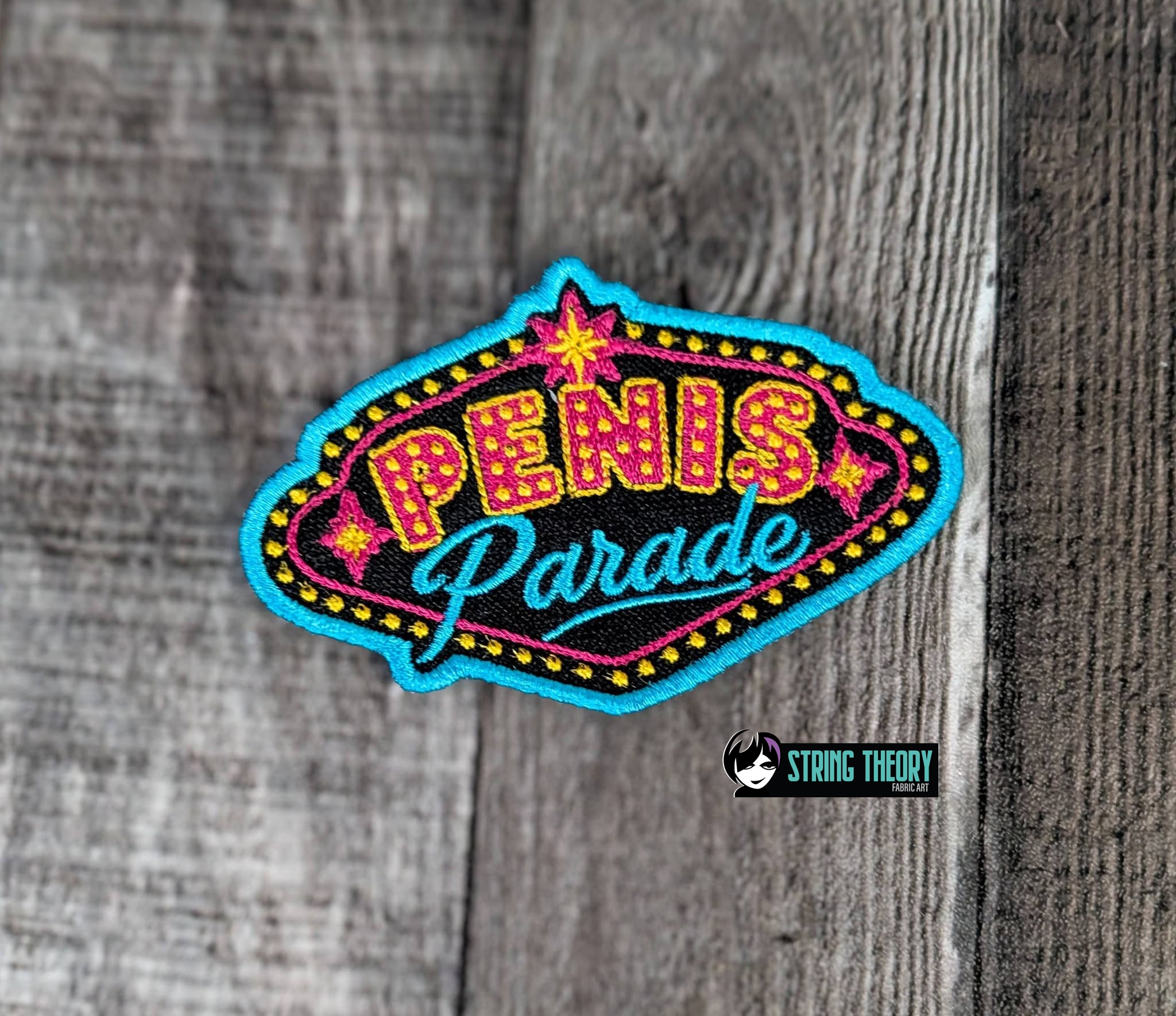 DCC – Penis Parade Marquee fob patch ITH machine embroidery design
