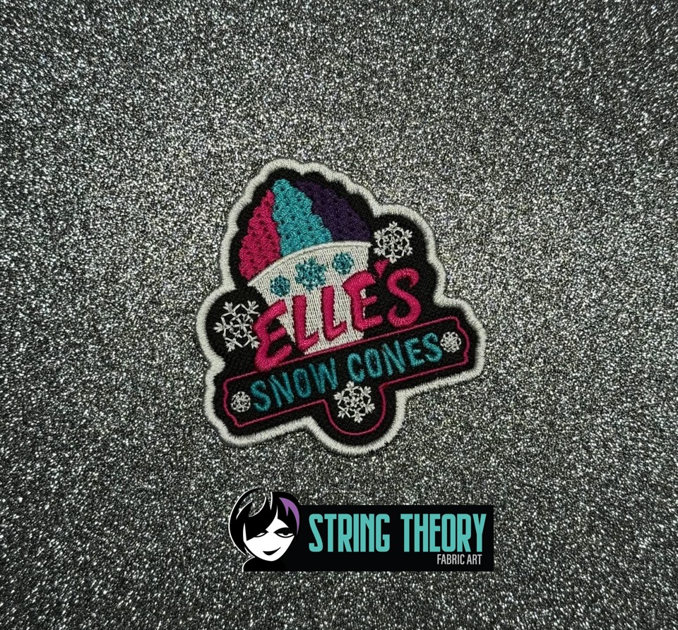 DCC – Elle's Snowcones fob patch ITH machine embroidery design