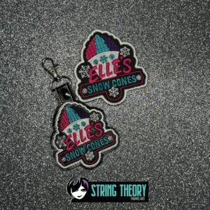 DCC – Elle's Snowcones fob patch ITH machine embroidery design