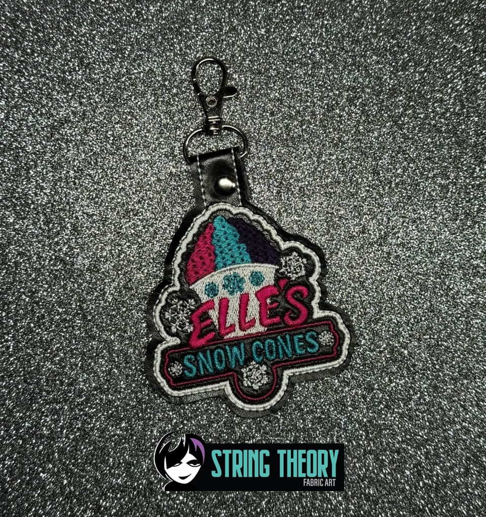 DCC – Elle's Snowcones fob patch ITH machine embroidery design