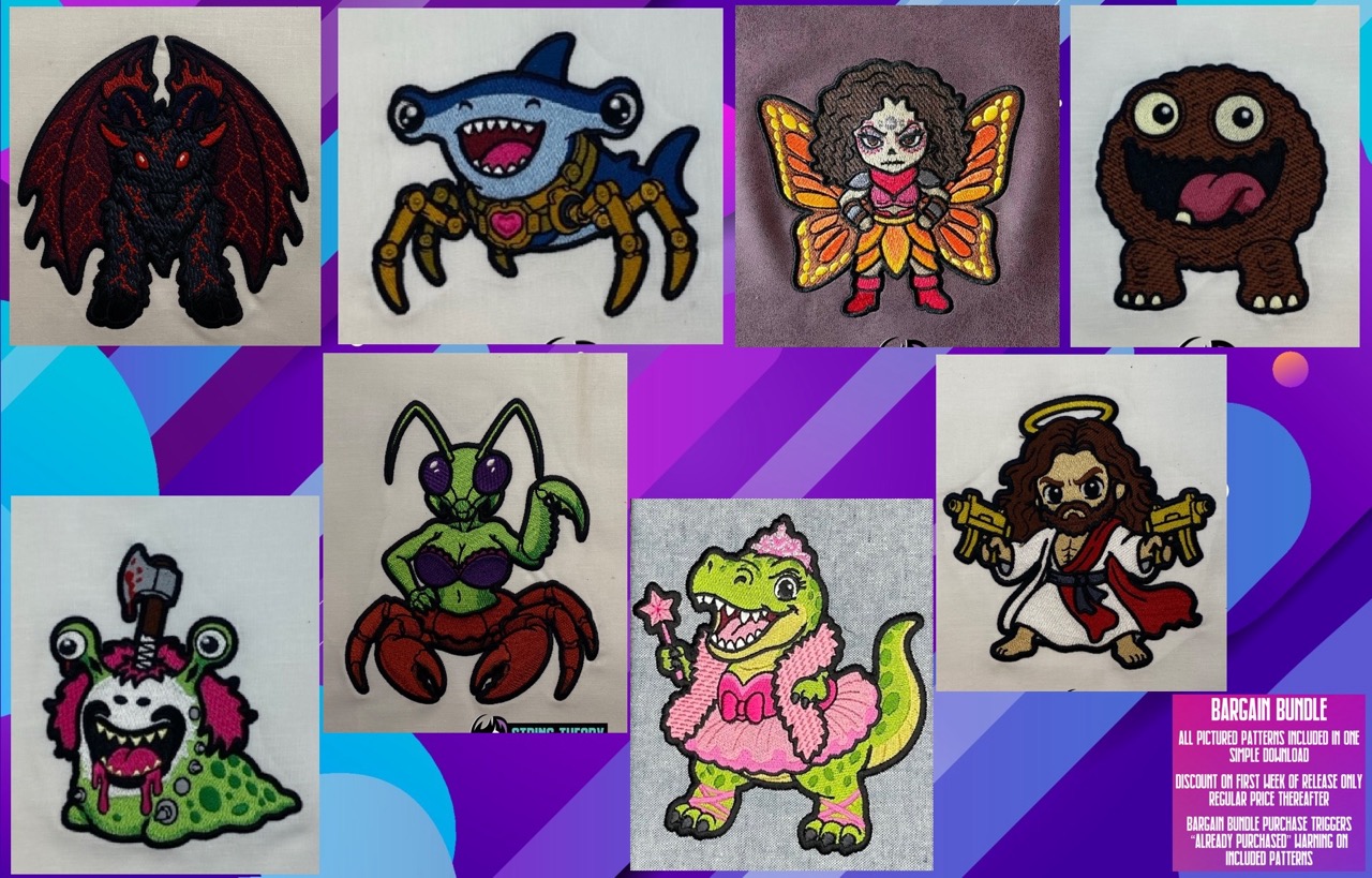 DCC Chibi Crawlers 2 5x7 machine embroidery pattern bundle