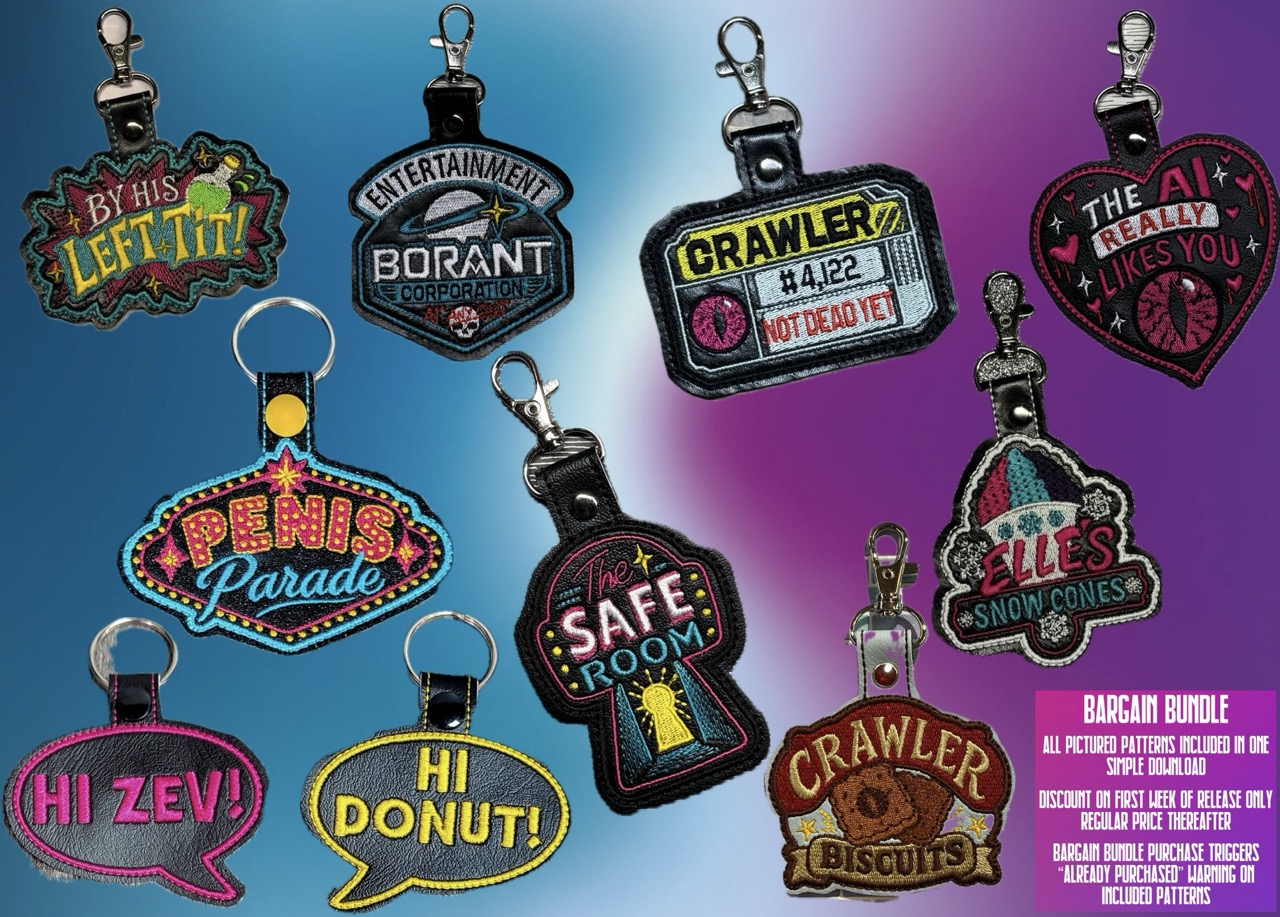 DCC Fob set 6 ITH machine embroidery pattern bundle