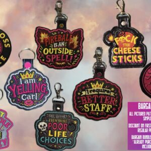 DCC Fob set 5 ITH machine embroidery pattern bundle