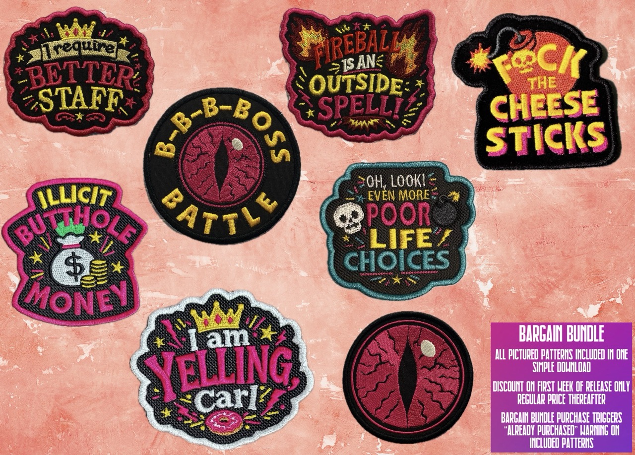 DCC patch set 5 ITH machine embroidery pattern bundle