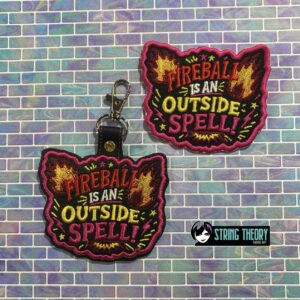 DCC – Fireball is an outside spell fob patch ITH machine embroidery design
