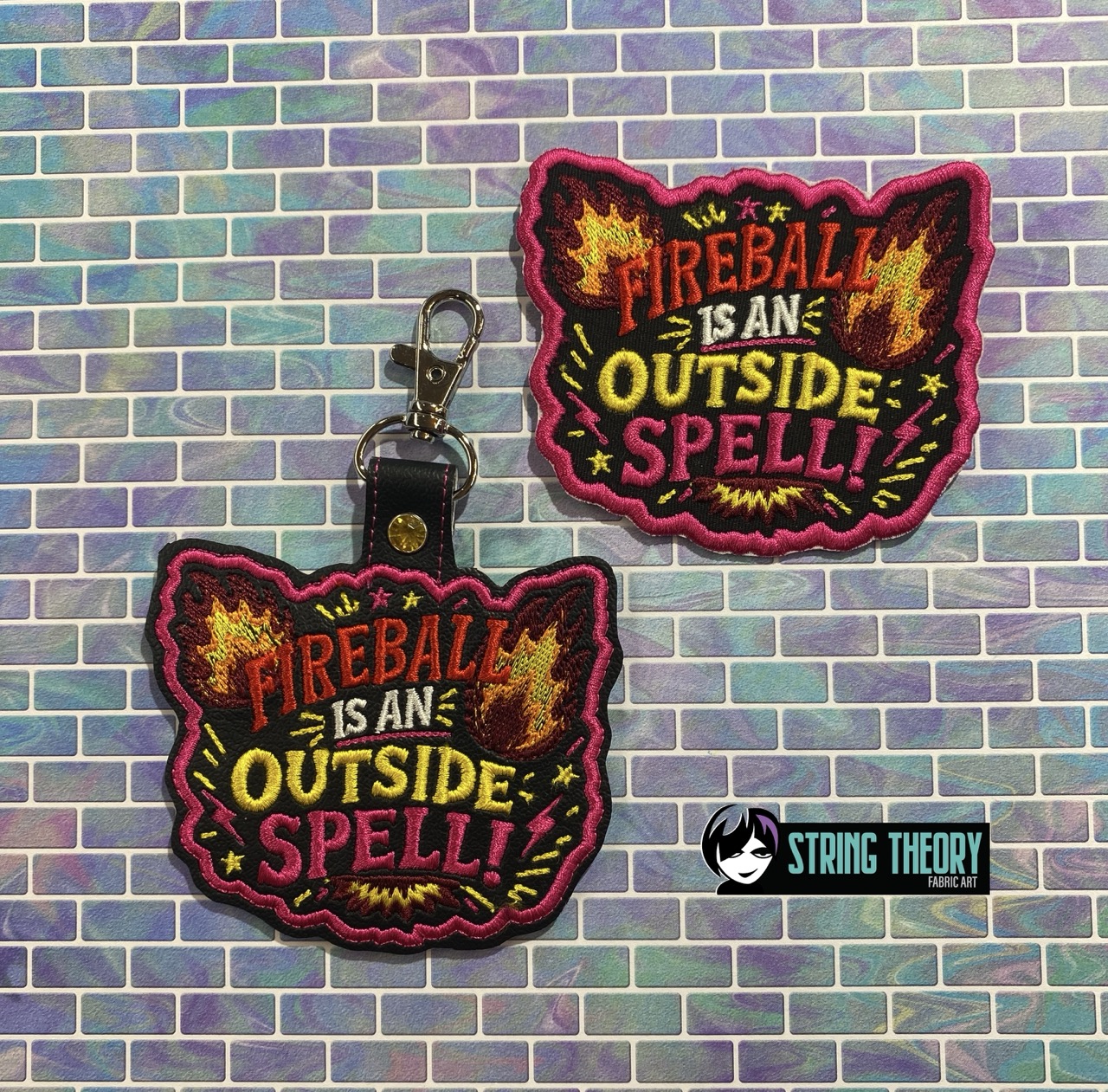 DCC – Fireball is an outside spell fob patch ITH machine embroidery design