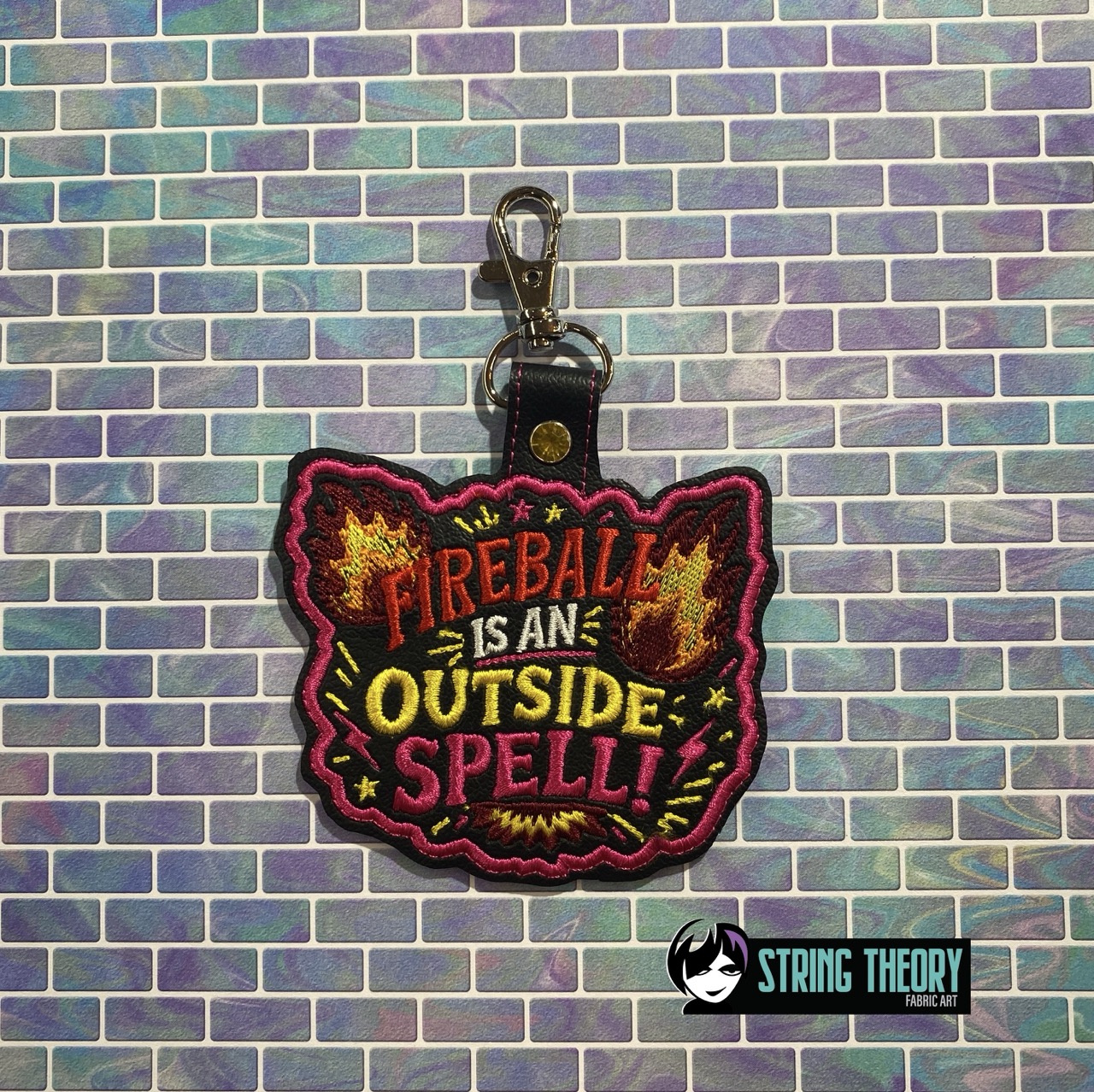 DCC – Fireball is an outside spell fob patch ITH machine embroidery design