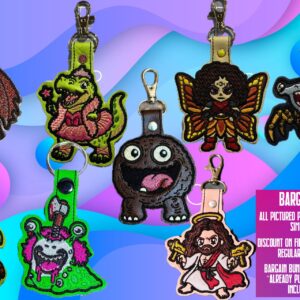DCC Chibi Crawlers Fob ITH machine embroidery pattern bundle 2